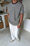 Human Embroidered Striped T-Shirt Navy Blue - 3