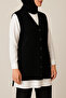 Women's Black Knitwear Vest Buttoned Cardigan with Pockets – Daily Combination for Middle Ages - 2