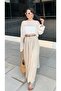 Cream Wave Dumped Lined Skirt - 4