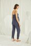 Monamise Lohussa Women's Navy Blue Special Design Lace Pregnant Maternity 3-Piece Pajama Set - 8