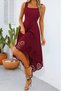 New Season Women's Strap Geometric Collar Flower Laser Cut Imported Crepe Dress