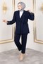 Tie Detailed Blazer Suit Tsd250196 Navy Blue