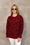 Round Neck Long Sleeve Jacquard Panel Peacock Pattern Winter Knitwear Sweater with Elastic Waist - 4