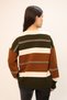 V-Neck Long Sleeve Wide Loose Cut Three Color Skirt Elastic Color Block Basic Seasonal Knitwear Sweater - 3