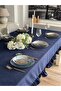 İnci Dertsiz Ruffled Navy Blue Tablecloth - 3