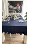 İnci Dertsiz Ruffled Navy Blue Tablecloth - 4