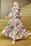 Patterned Hijab Dress Powder 565 - 4