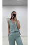 Women's Sequin V Neck Blouse Wide Leg Pants - 6