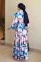 Patterned Hijab Dress Cobalt Blue 564 - 5