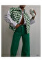 Green and White Denim Vest - 2