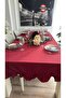 Aura Liquid-Proof Ruffled Burgundy Tablecloth - 6