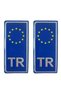 Protec Blue Tr Plate Sticker 2 Pack - Türkiye Plate Sticker - European Union Plate
