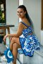 Blue Patterned Short Skirt Crop Set - 6