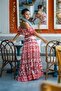 Pink Patterned Long Skirt Crop Set - 4