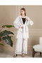 Women's Embroidered Belted Plus Size Suit White - 4