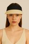 Cream Colored Adjustable and Stylish Ready Visor Hat with Black Band Detail - 8