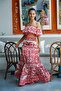 Pink Patterned Long Skirt Crop Set - 7