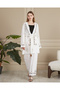Women's Embroidered Belted Plus Size Suit White - 3