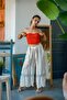 Red Color Strapless Crop Blouse - 5