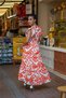 Red Color V-Neck Bohemian Dress with Sash Detail - 4