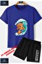Children's Unisex “Bear Sorted Sorf“ Special Printed Crew Neck T-Shirt - Shorts Set