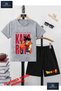 Children's Unisex “Goku Back Written Fist“ Custom Printed Crew Neck T-Shirt - Shorts Set