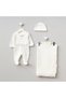 Martin 3-Piece Organic Hospital Discharge Set with Ribbed and Lace Detail 100% Cotton Newborn Baby Boy - 2