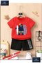 Children's Unisex “Ayick Black Surf Sapka“ Custom Printed Crew Neck T-Shirt - Shorts Set