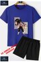 Kids “Anime Girl 3 Square Picture“ Custom Printed Crew Neck T-Shirt - Shorts Set