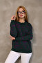 Round Neck Long Sleeve Jacquard Panel Peacock Pattern Winter Knitwear Sweater with Elastic Waist - 3