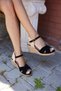 Nuno Women's Black Cross Real Suet Espadrille Sandals - 4