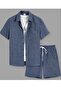 Cotton Textured Sofia Imported Pocketed Shorts Shirt Set