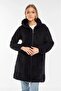 Women's Black Long Zippered Plush Cardigan Welsoft - 4