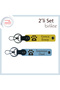 Heart Paw Motif Leather Keychain Set, Yellow-G Blue, a Lasting Souvenir for Your Friend with a Pet