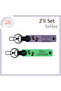 Cute Design with Baby Feet Figures, Name Writable Leather Keychain Set, Purple Violet-F Green