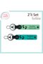 Personalized Name Writable Baby Foot Figure Keychain Set for Mom and Dad, a Green-K Turquoise