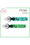 Lasting Keepsake Prepared for the New Baby, Leather Keychain with Heart Foot Motif, Turquoise-F Green