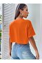 Women's Orange Crop T-Shirt Oversize Unprinted Loose - 2
