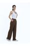 Women's Sofia Linen Fabric Striped High Waist Wide Leg Relaxed Fit Lace-Up Elastic Waist Casual Pants - 3