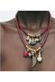 Brand Model Leather Cord Double Necklace - 2
