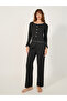 Solid Long Sleeve Button Front Pajama Set - 2