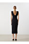Black Backless Slit Midi Dress - 5