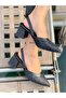 Ava Black Stone 5 cm Heel Sandals - 5