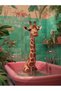 North Collection Giraffe Detailed Woven Base Modern Decorative Carpet in Bathtub Kuzey56