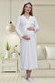 Mecit 1518 Ecru Maternity Nightgown Set with Morning Dress - 3