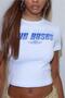 White Crew Neck Printed Crop T-Shirt - 2