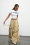 White Crew Neck Printed Crop T-Shirt - 3