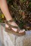 Posi̇tane Women's Green Real Leather Suet Toe Detail Wedge Sandals - 8