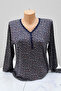 Floral Patterned V-Neck Lace Detailed Stylish Comfortable Fit Quality Lycra Combed Cotton Mother Blouse - 3