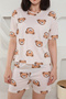 Summer Patterned Loose Crop Shorts Pajama Set - 3